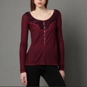 $25 for 3_Free People Burgundy Thermal Top_XS